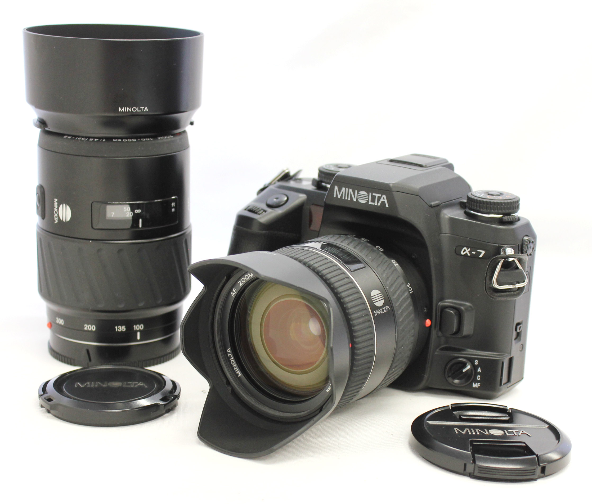 Japan Used Camera Shop | [Near Mint] Minolta Maxxum 7 Dynax 7 a7 α-7 with AF Zoom 24-105mm F/3.5-4.5 D & AF Zoom 100-300mm F/4.5-5.6 from Japan