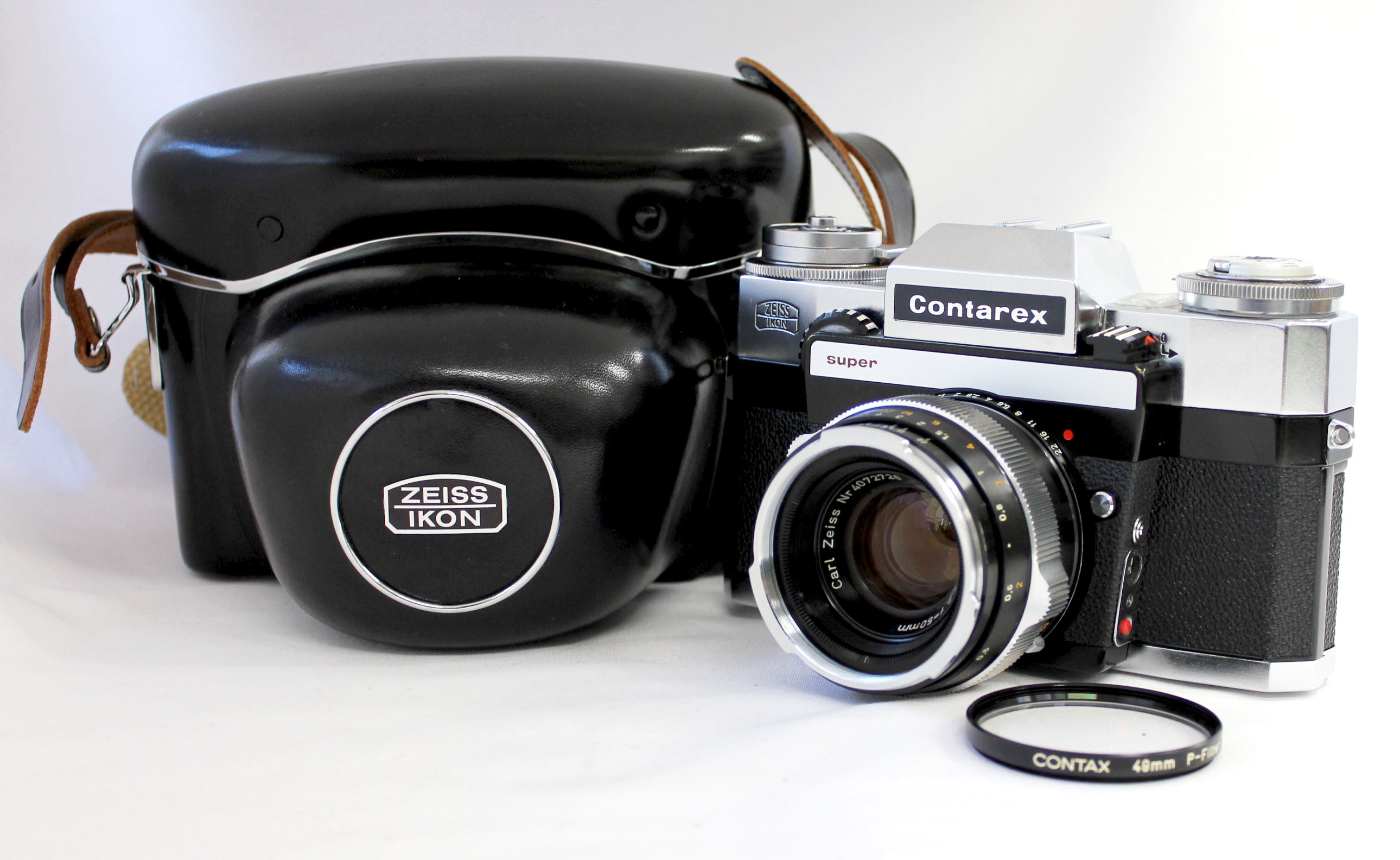 [Near Mint] Zeiss Ikon Contarex Super Silver Chrome 35mm SLR Film Camera with Planar 50mm F/2 & Case/Strap from Japan