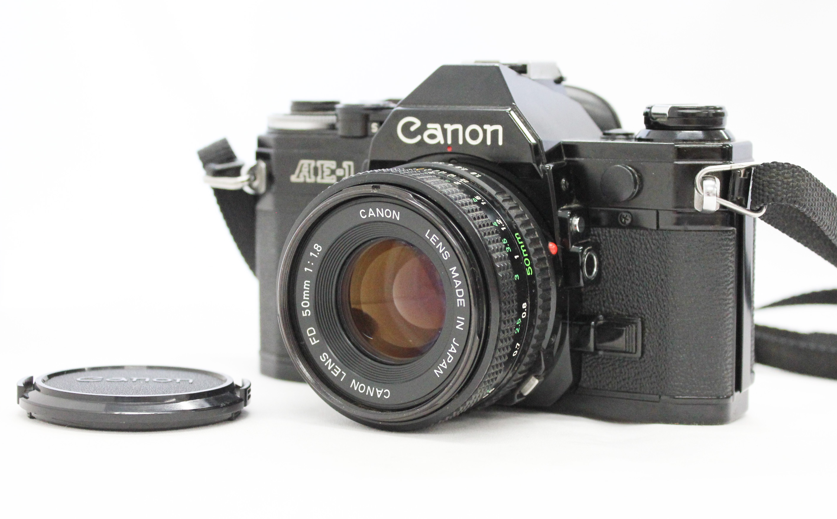 Japan Used Camera Shop | [Exc++++] Canon AE-1 35mm SLR Film Camera Black with New FD 50mm F/1.8 from Japan