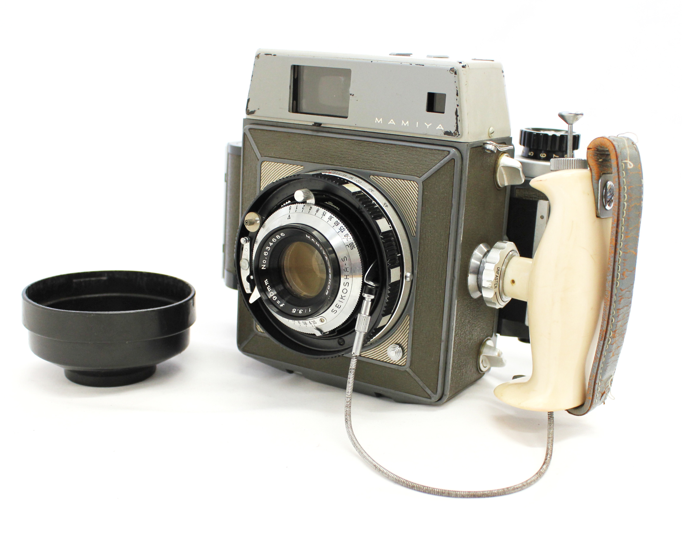Japan Used Camera Shop | Mamiya Press w/ 90mm F/3.5 Bonus Lens and 6x9 Film Back, Cable from Japan