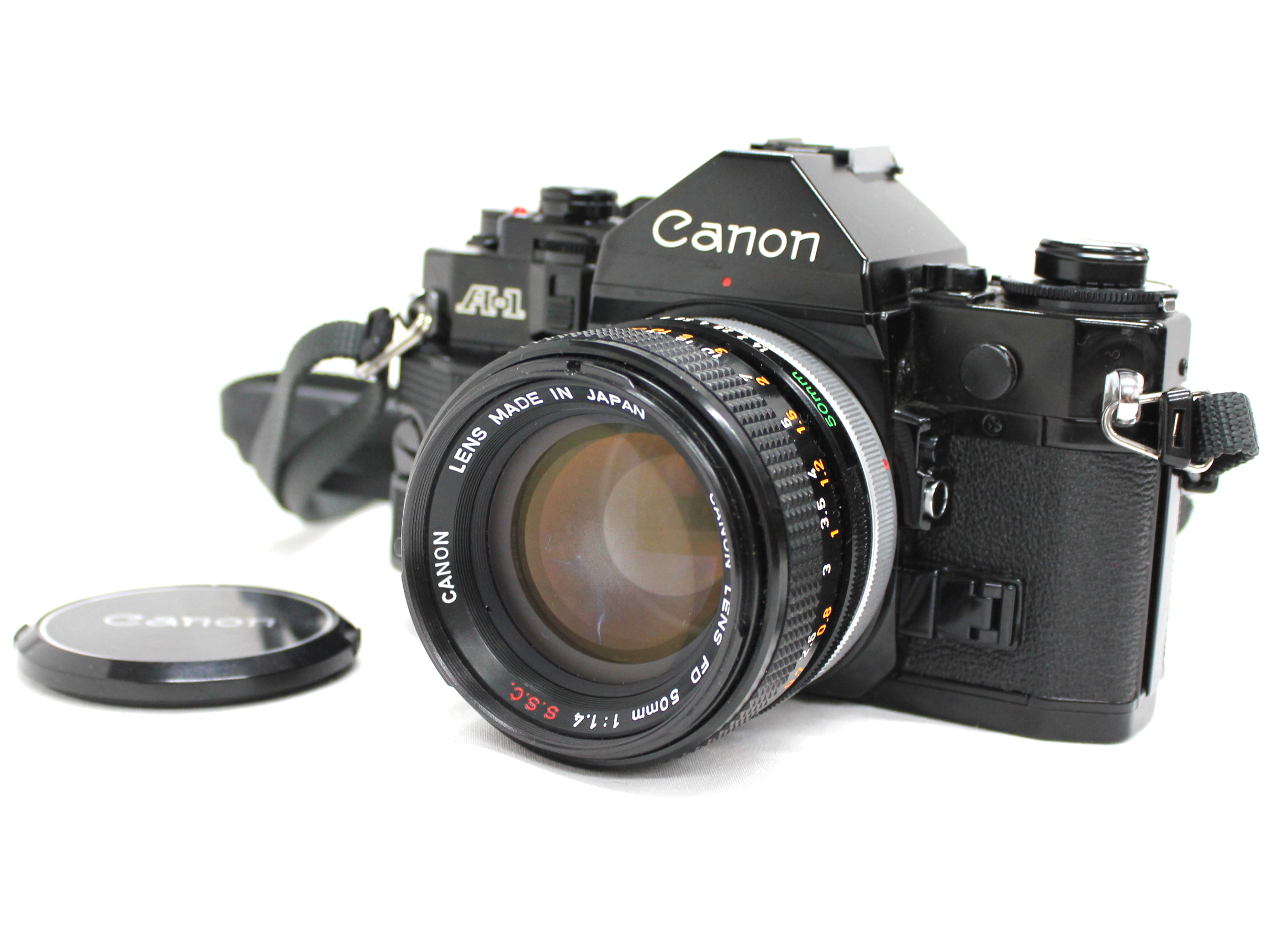 Canon A-1 35mm SLR Film Camera with FD 50mm F/1.4 S.S.C. Lens from