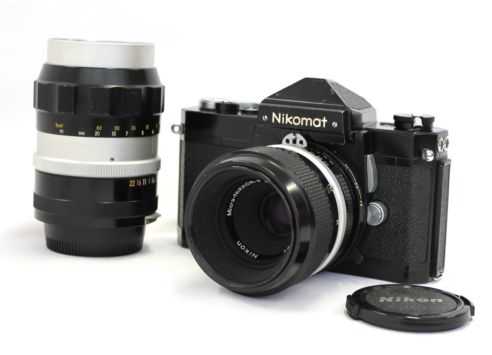 Nikon Nikomat FTN SLR Film Camera Black with Ai Converted Micro Nikkor-P  Auto 55mm F/3.5 & Non-Ai Nikkor-Q Auto 135mm F/3.5 from Japan (C1644) | Big  