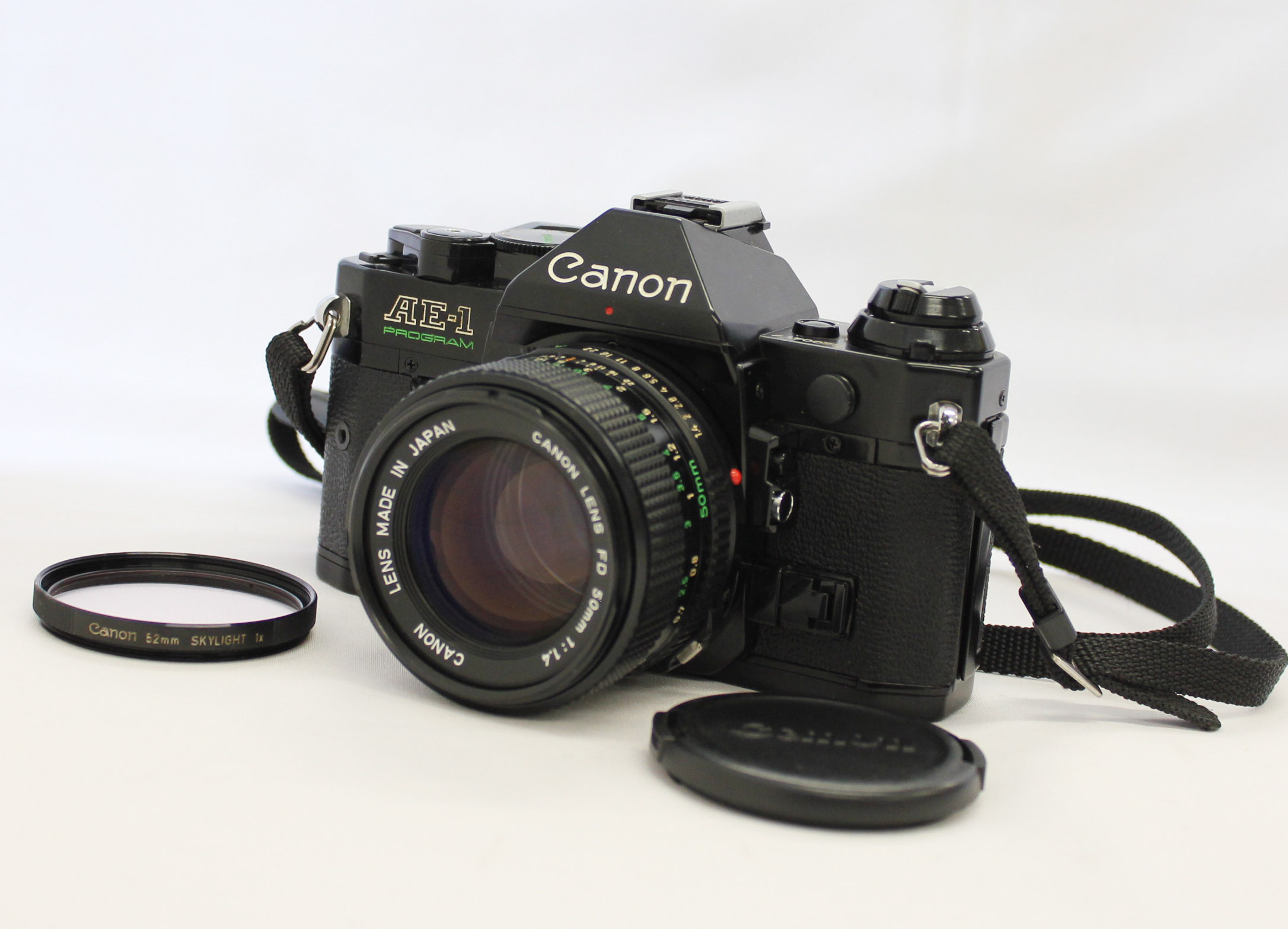 Japan Used Camera Shop | [Exc++++] Canon AE-1 Program 35mm SLR Film Camera Black with New FD 50mm F/1.4 Lens from Japan