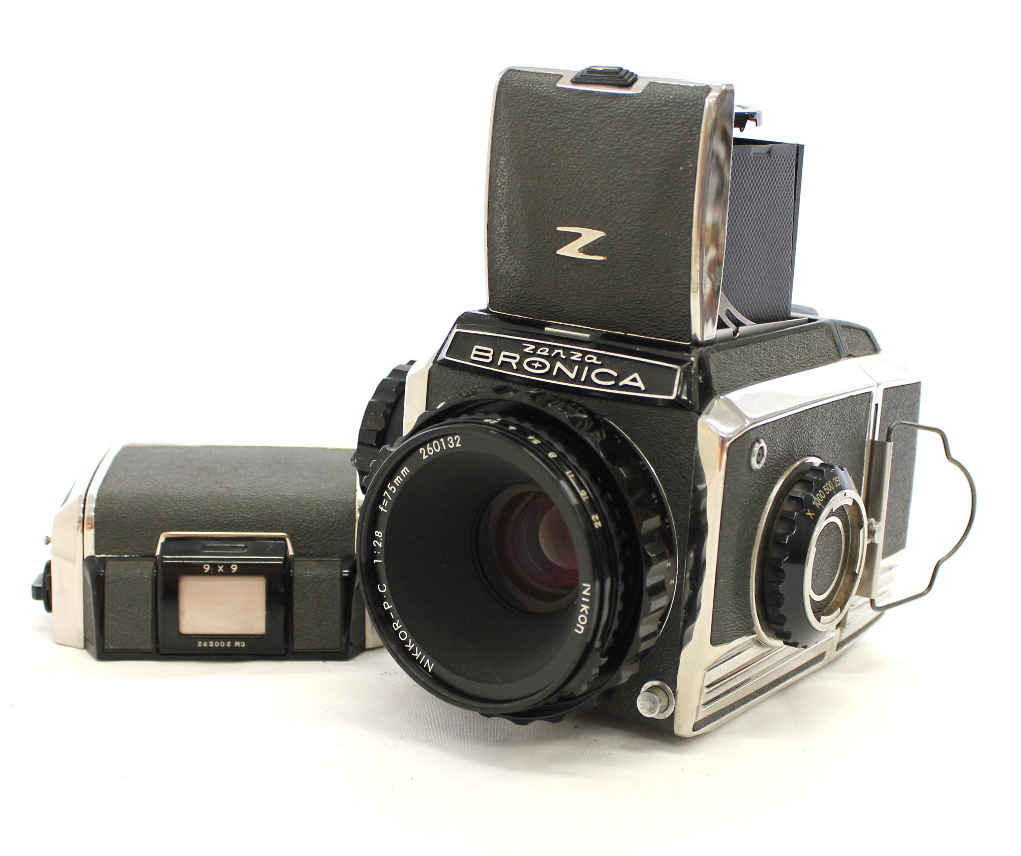 [Exc+++++] Zenza Bronica S2A Final Model (S/N CB164*) w/ Nikkor H.C 75mm F/2.8 & 2 of 6x6 Film Back from Japan
