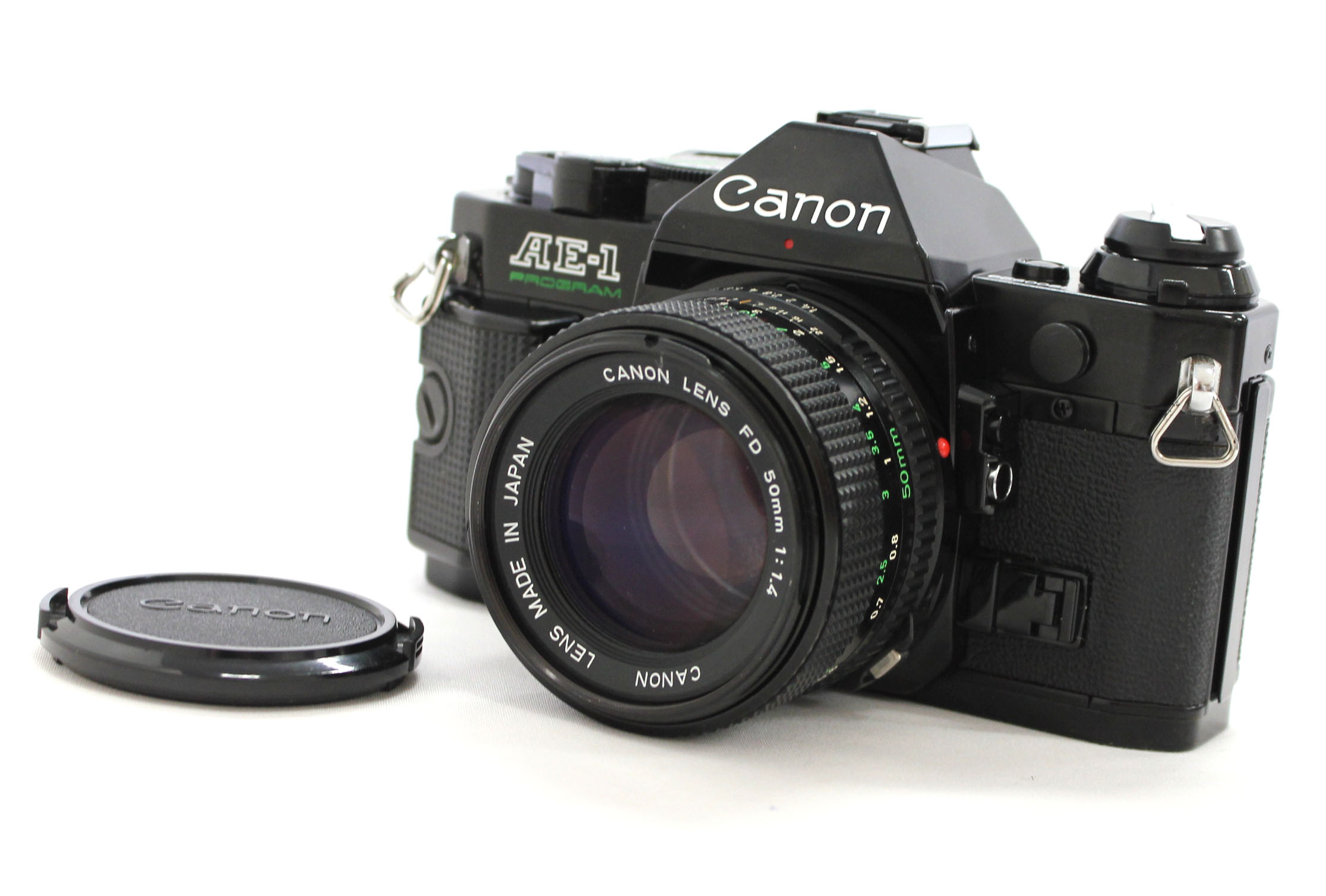 Japan Used Camera Shop | Canon AE-1 Program 35mm SLR Film Camera Black with New FD NFD 50mm F/1.4 Lens from Japan