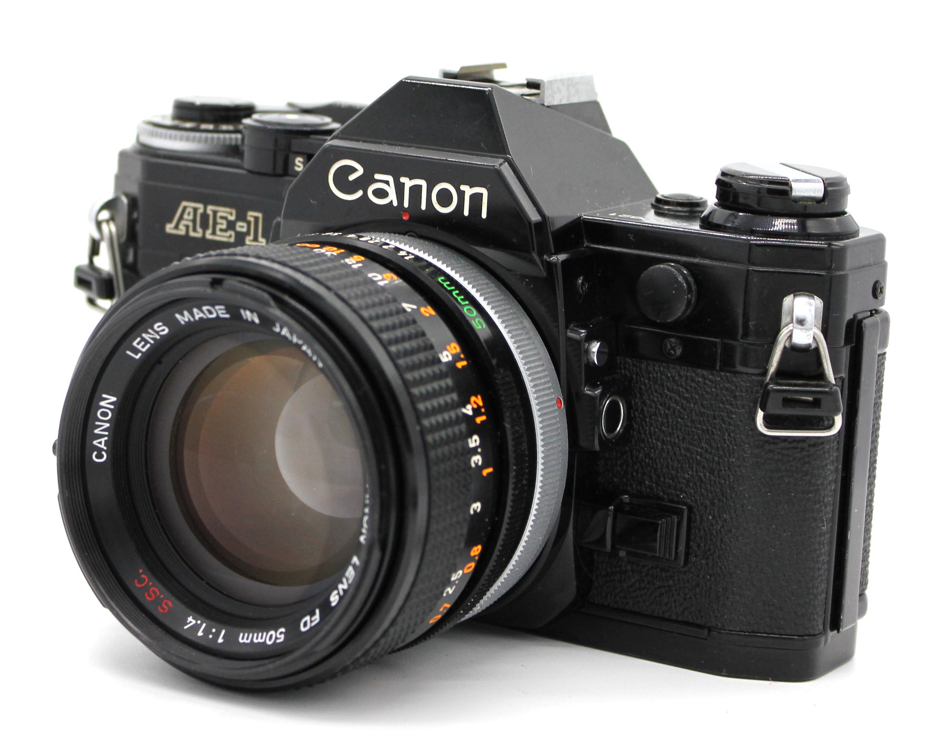 Canon AE-1 35mm SLR Camera Black with FD 50mm F/1.4 S.S.C. Lens 