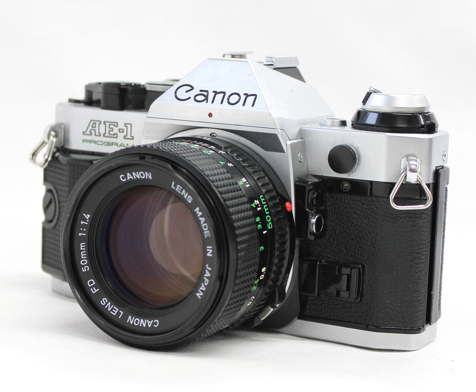 Japan Used Camera Shop | Canon AE-1 Program 35mm SLR Film Camera with New FD NFD 50mm F/1.4 Lens from Japan