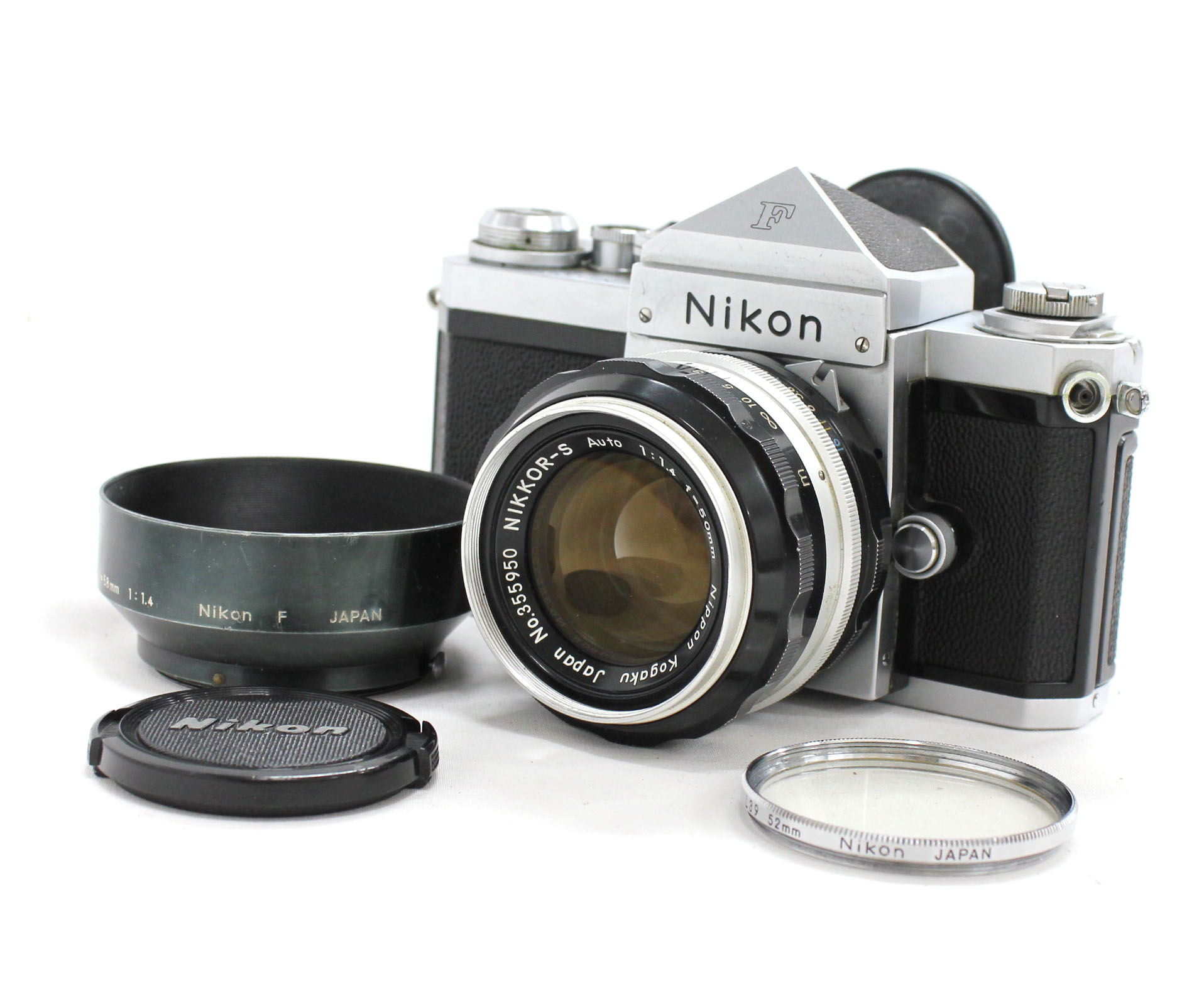 Japan Used Camera Shop | Nikon Apollo New F Eye Level 35mm SLR Film Camera S/N 742* with Nikkor-S 50mm F/1.4 Lens from Japan