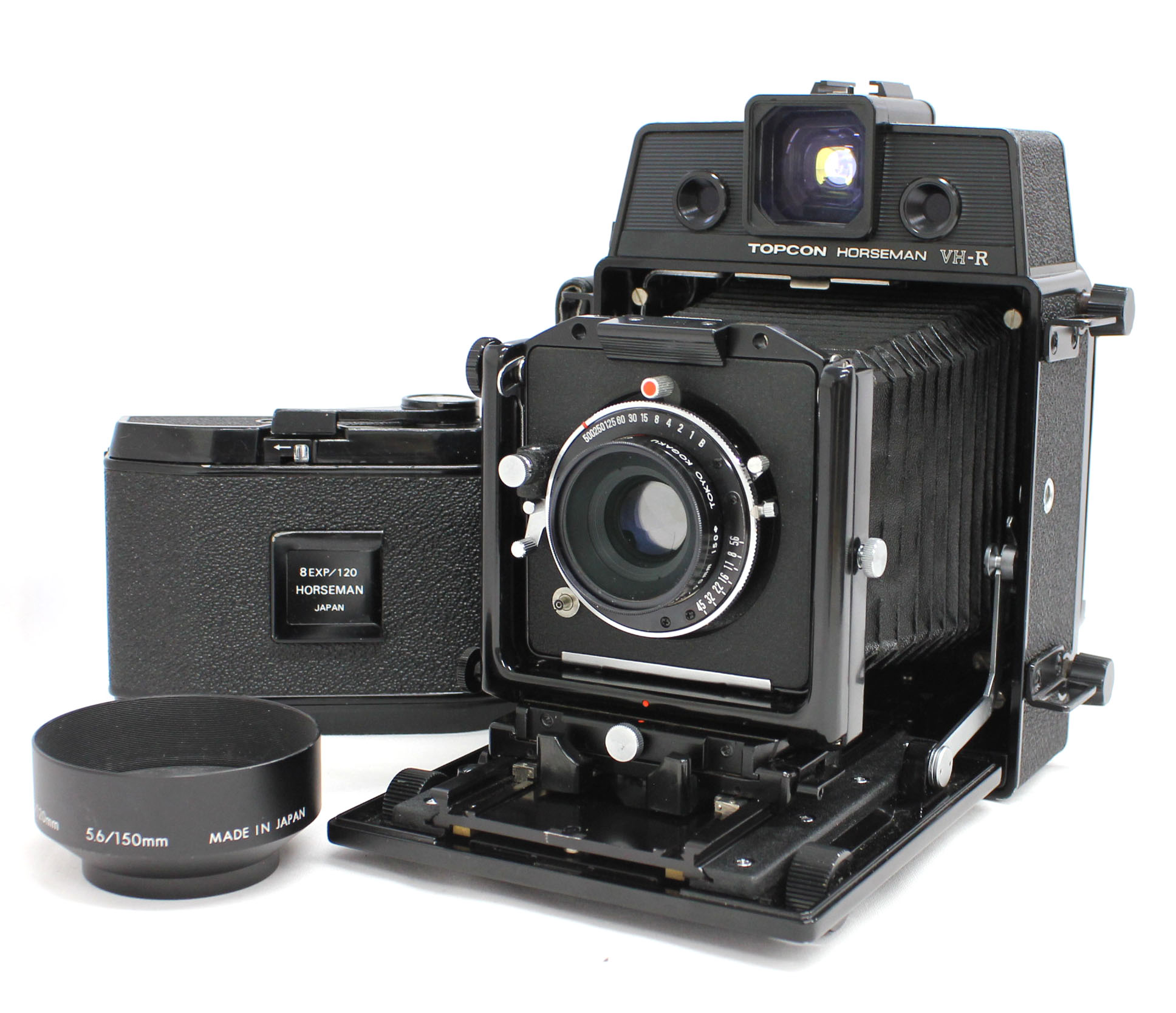 Japan Used Camera Shop | Topcon Horseman VH-R + Super Topcor 90mm F/5.6 w/ Hood + 8EXP/120 Holder from Japan