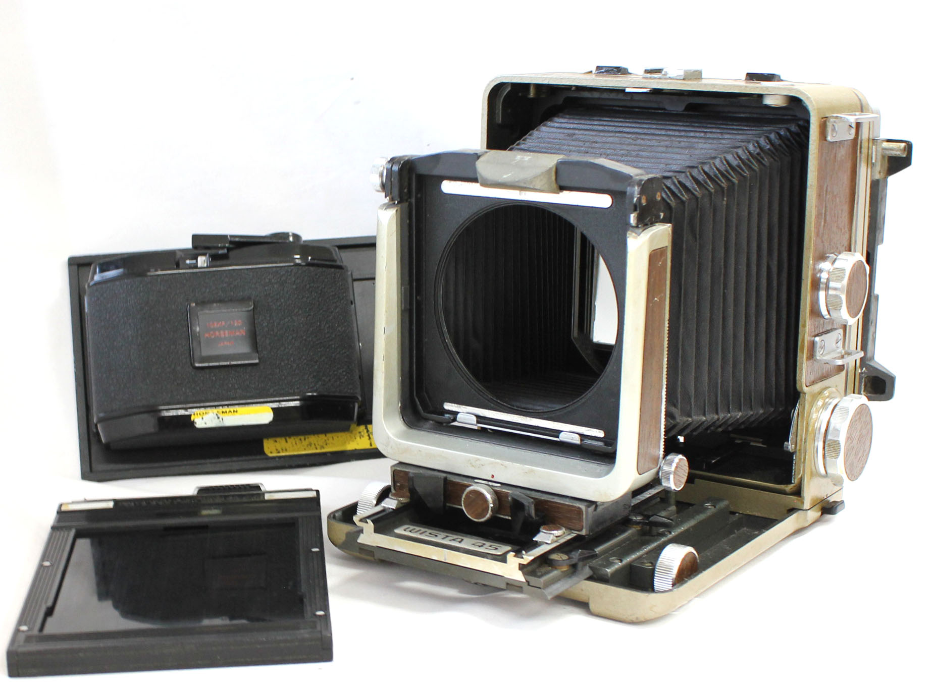 Wista 45 45D 4x5 Large Format Camera with Horseman 10EXP/120 6x7 Roll Film  Back Holder & Toyo 4x5 Cut Film Holder from Japan (C2209) | Big Fish