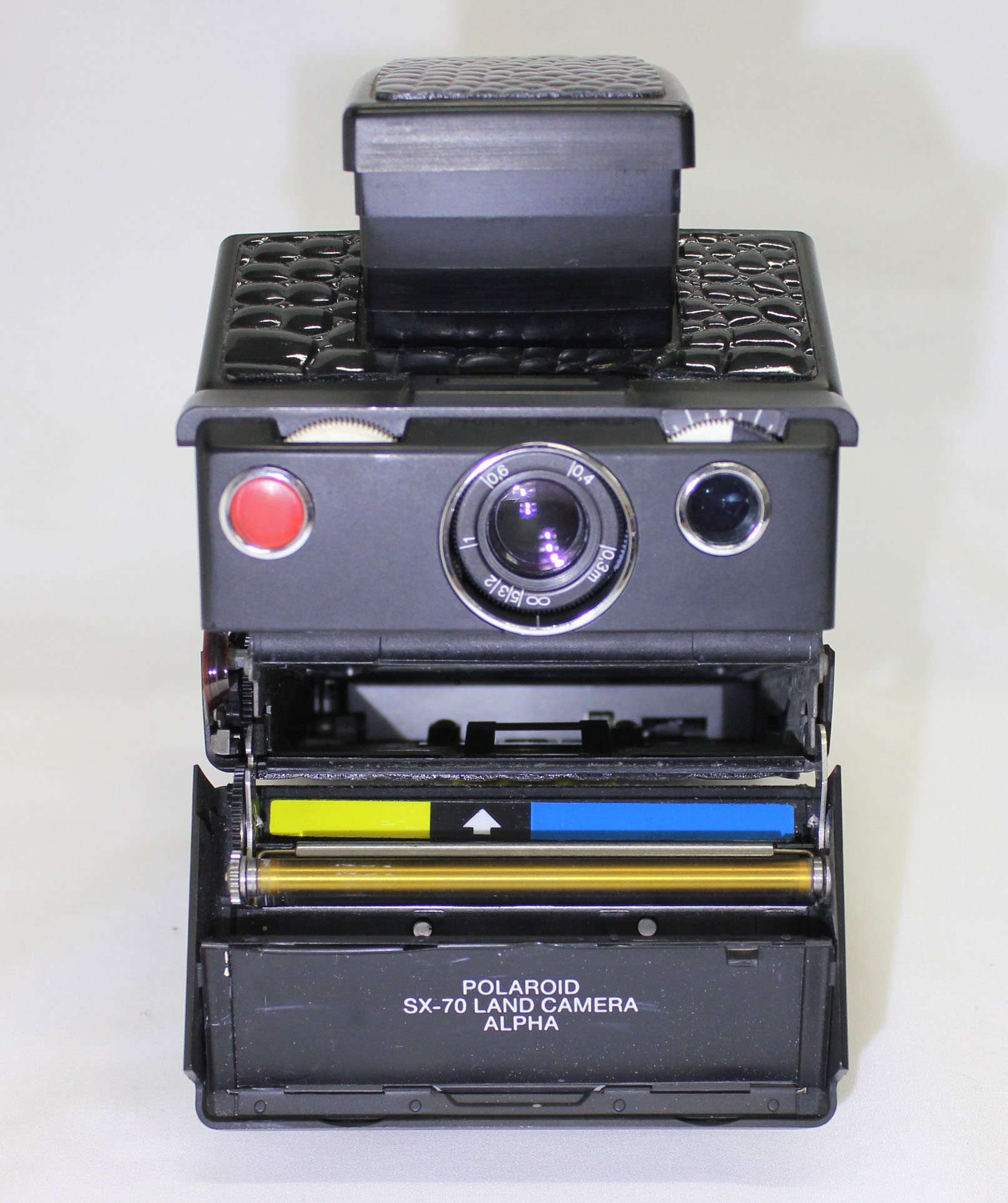 Vintage Polaroid SX-70 Land Camera Alpha  Custom Black Crocodile Skin from Japan Photo 5