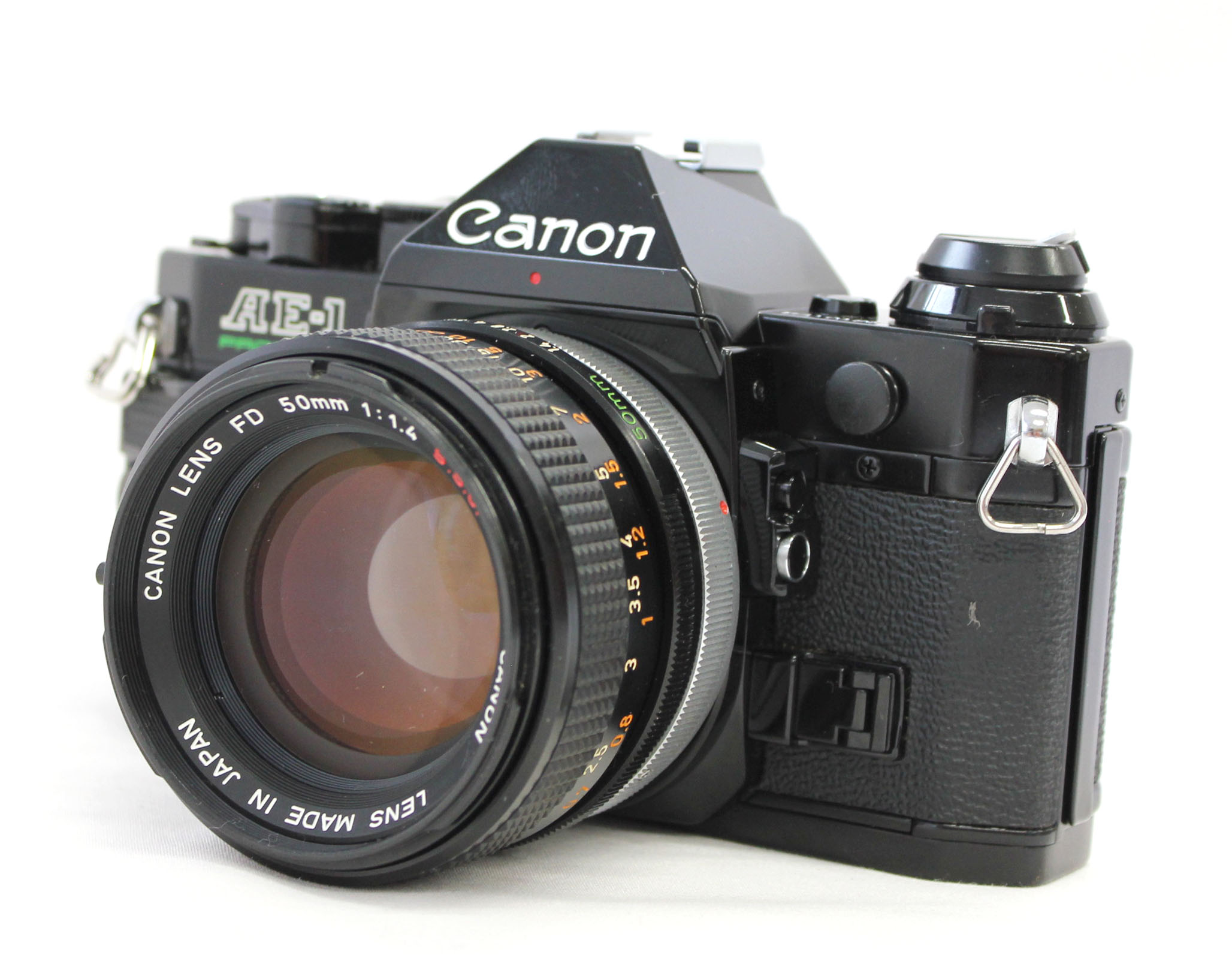 [Excellent+++++] Canon AE-1 Program 35mm SLR Film Camera Black with FD 50mm F/1.4 S.S.C. Rare "O" Lens from Japan